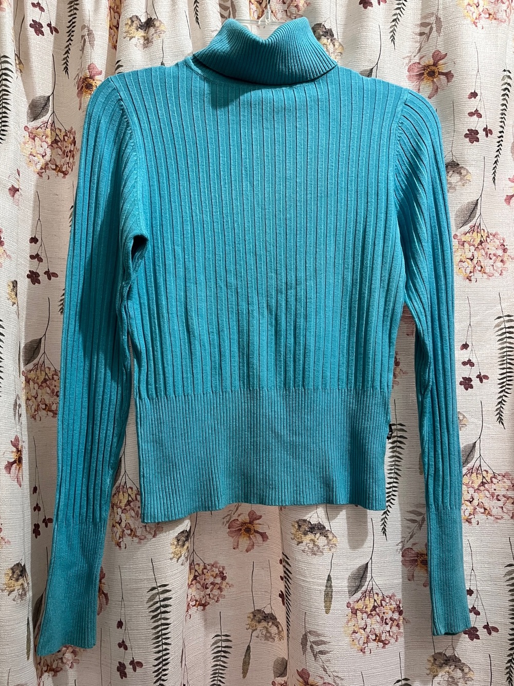 BCBGMaxAzria Teal Ribbed Turtleneck Sweater Top